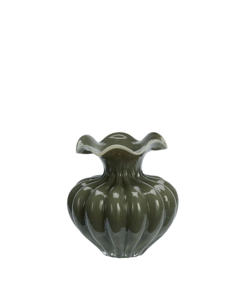 Glass Vase Green Grey