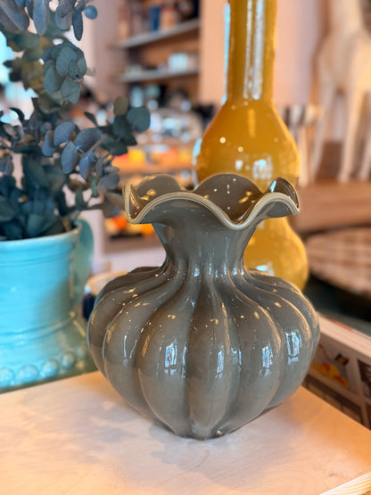Glass Vase Green Grey