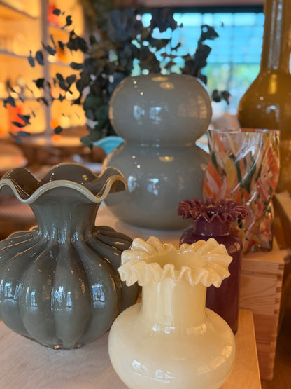 Glass Vase Green Grey